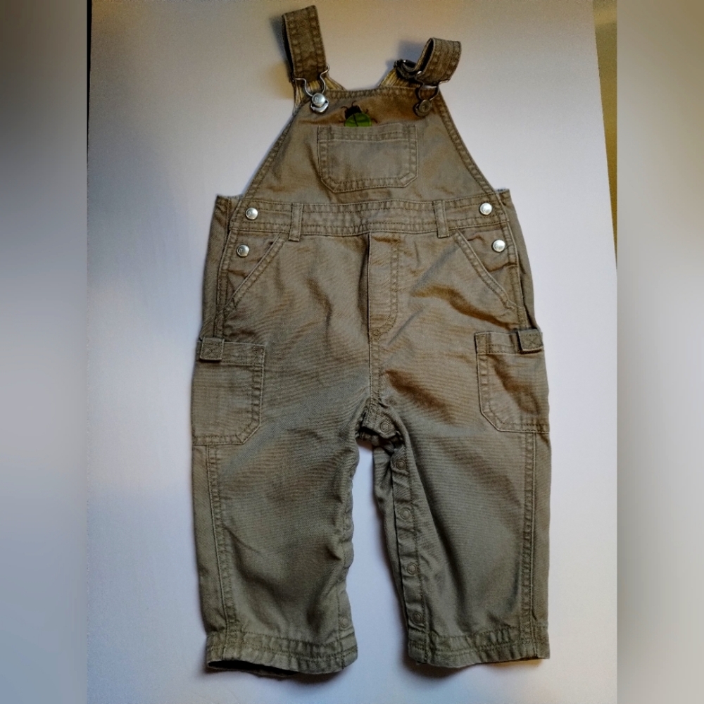 Boy's Khaki overalls with an adorable big on the pocket